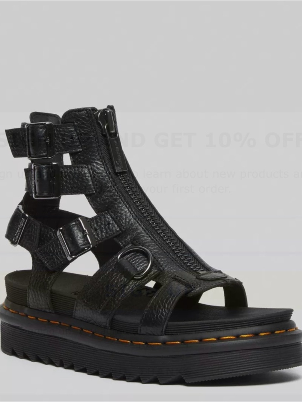 Dr. Martens Black Leather Gladiator Platform Sandal